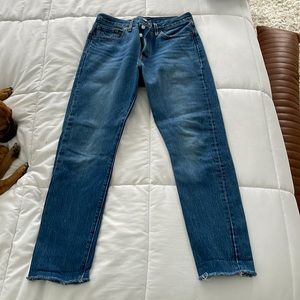Levi’s original 501 skinny jeans. Dark wash.